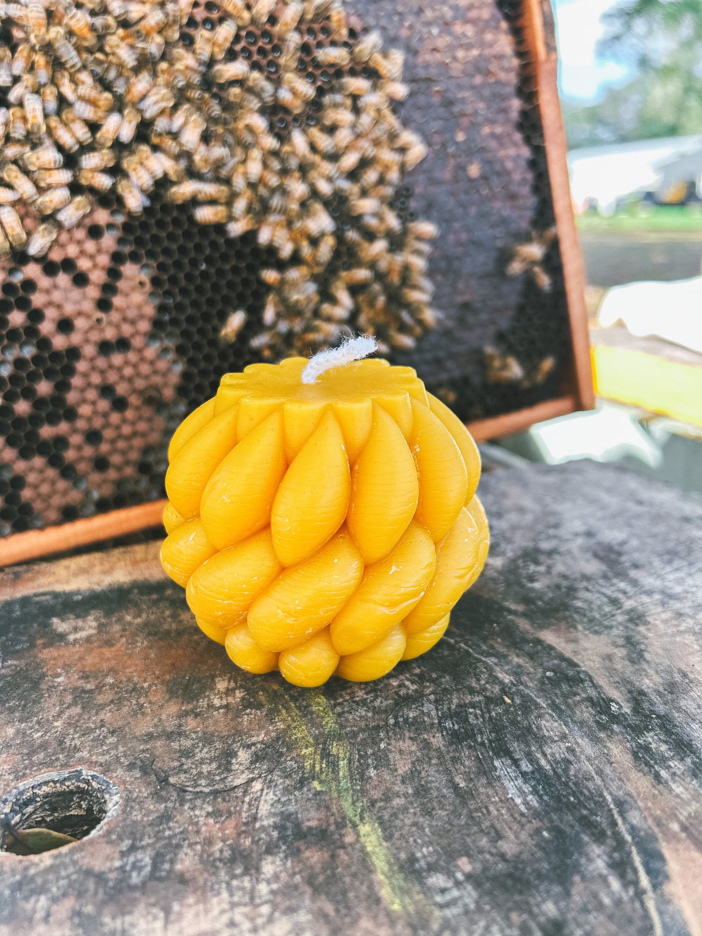 100% Beeswax Yarn Ball Candle